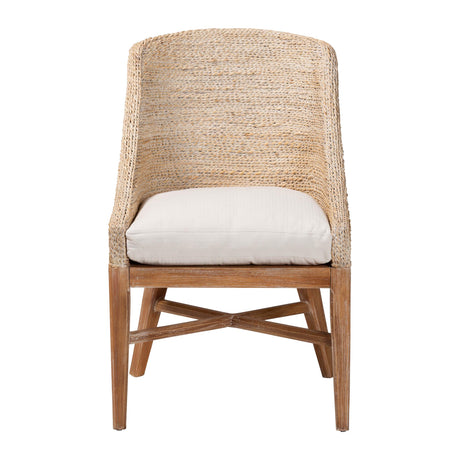Bacolod Seagrass Dining Chair with Mahogany Whitewash Wood Frame by Wicker Fair