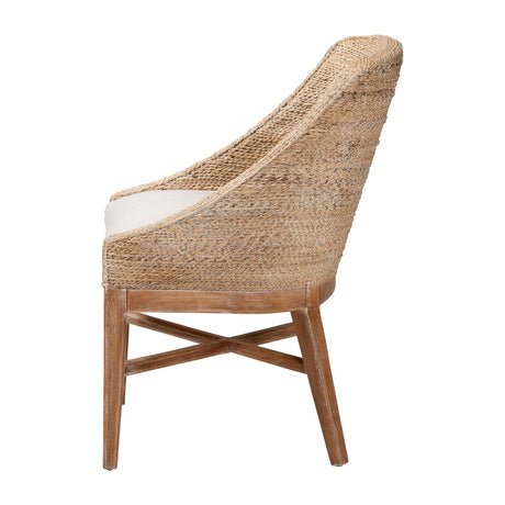 Bacolod Seagrass Dining Chair with Mahogany Whitewash Wood Frame by Wicker Fair
