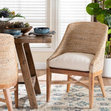 Bacolod Seagrass Dining Chair with Mahogany Whitewash Wood Frame by Wicker Fair