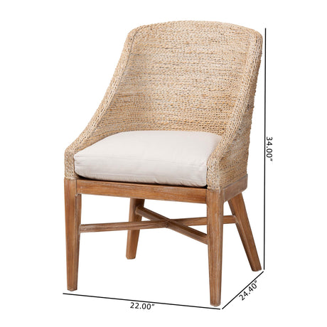 Bacolod Seagrass Dining Chair with Mahogany Whitewash Wood Frame by Wicker Fair