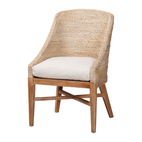 Bacolod Seagrass Dining Chair with Mahogany Whitewash Wood Frame by Wicker Fair