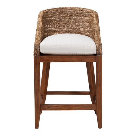 Medan Seagrass Counter Stool with Mahogany Wood Frame by Wicker Fair