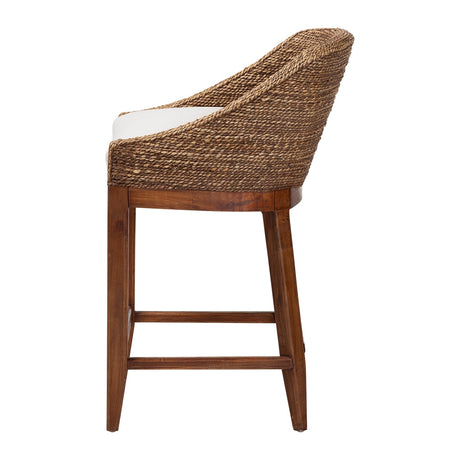 Medan Seagrass Counter Stool with Mahogany Wood Frame by Wicker Fair