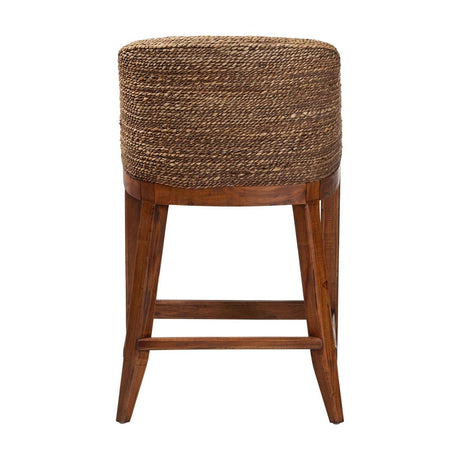 Medan Seagrass Counter Stool with Mahogany Wood Frame by Wicker Fair