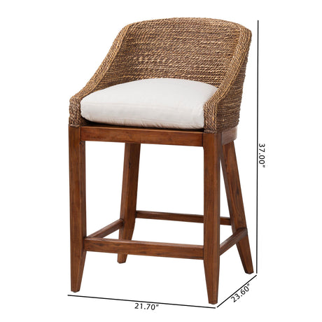 Medan Seagrass Counter Stool with Mahogany Wood Frame by Wicker Fair