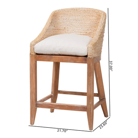 Anumbas Seagrass Counter Stool with Mahogany Wood Frame by Wicker Fair