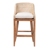 Bacolod Seagrass Bar Stool with Mahogany Wood Frame by Wicker Fair