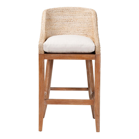 Bacolod Seagrass Bar Stool with Mahogany Wood Frame by Wicker Fair