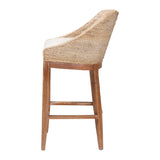 Bacolod Seagrass Bar Stool with Mahogany Wood Frame by Wicker Fair
