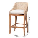 Bacolod Seagrass Bar Stool with Mahogany Wood Frame by Wicker Fair