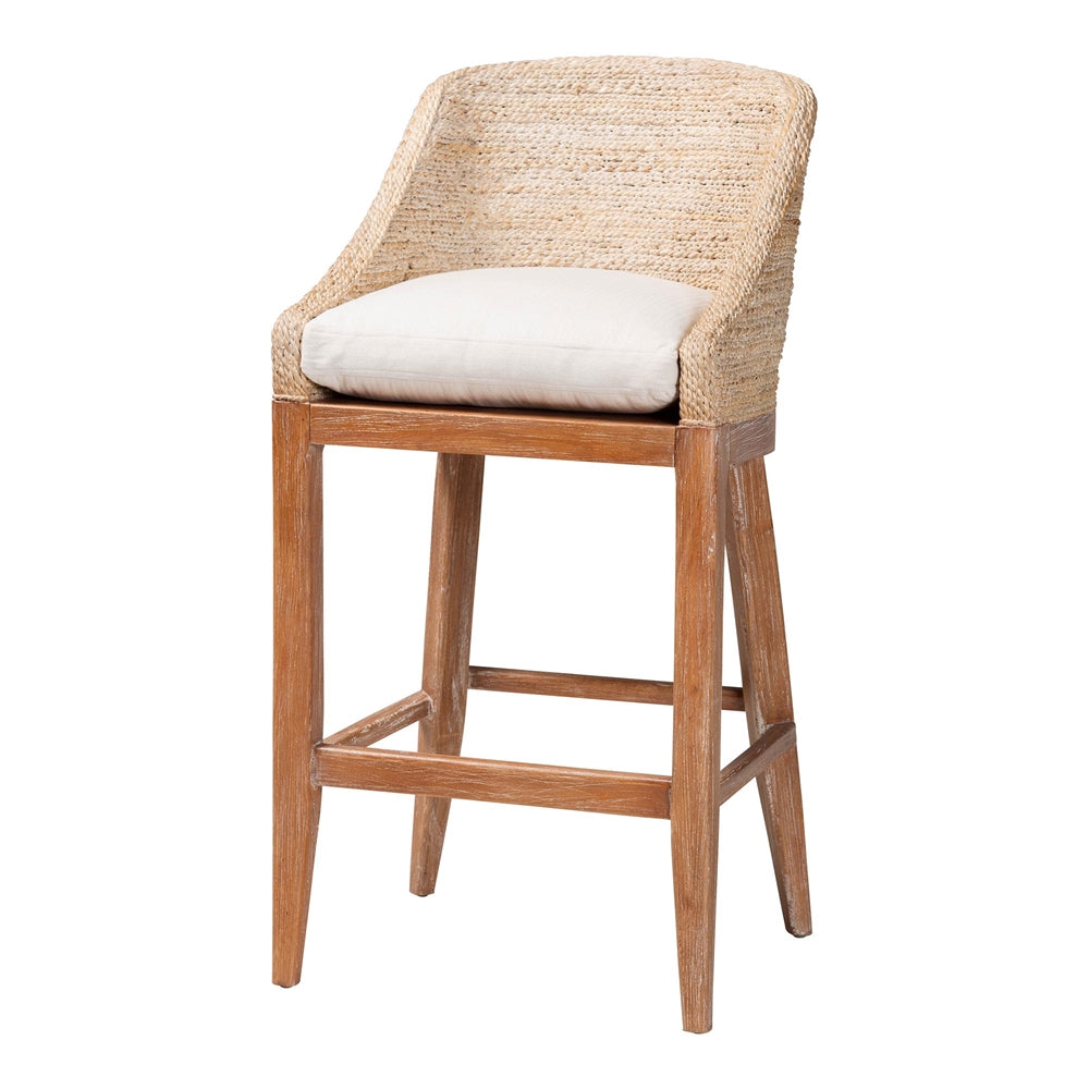 Bacolod Seagrass Bar Stool with Mahogany Wood Frame by Wicker Fair