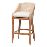 Bacolod Seagrass Bar Stool with Mahogany Wood Frame by Wicker Fair