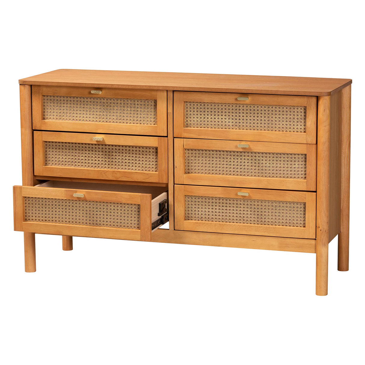 Jenn Golden Brown Wood Japandi 6-Drawer Dresser by Wicker Fair