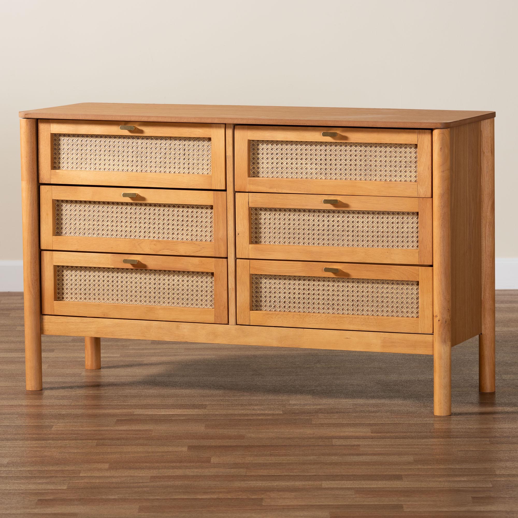 Jenn Japandi 6-Drawer Dresser – Golden Brown Wood – AmericanRattan