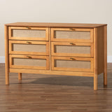 Jenn Golden Brown Wood Japandi 6-Drawer Dresser by Wicker Fair