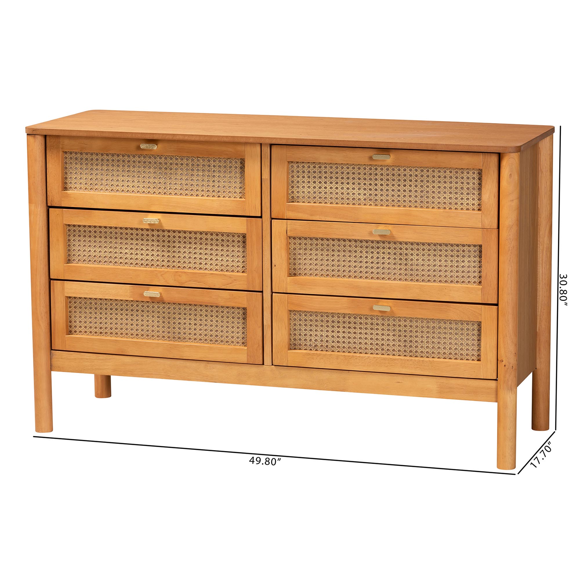 Jenn Japandi 6-Drawer Dresser – Golden Brown Wood – AmericanRattan