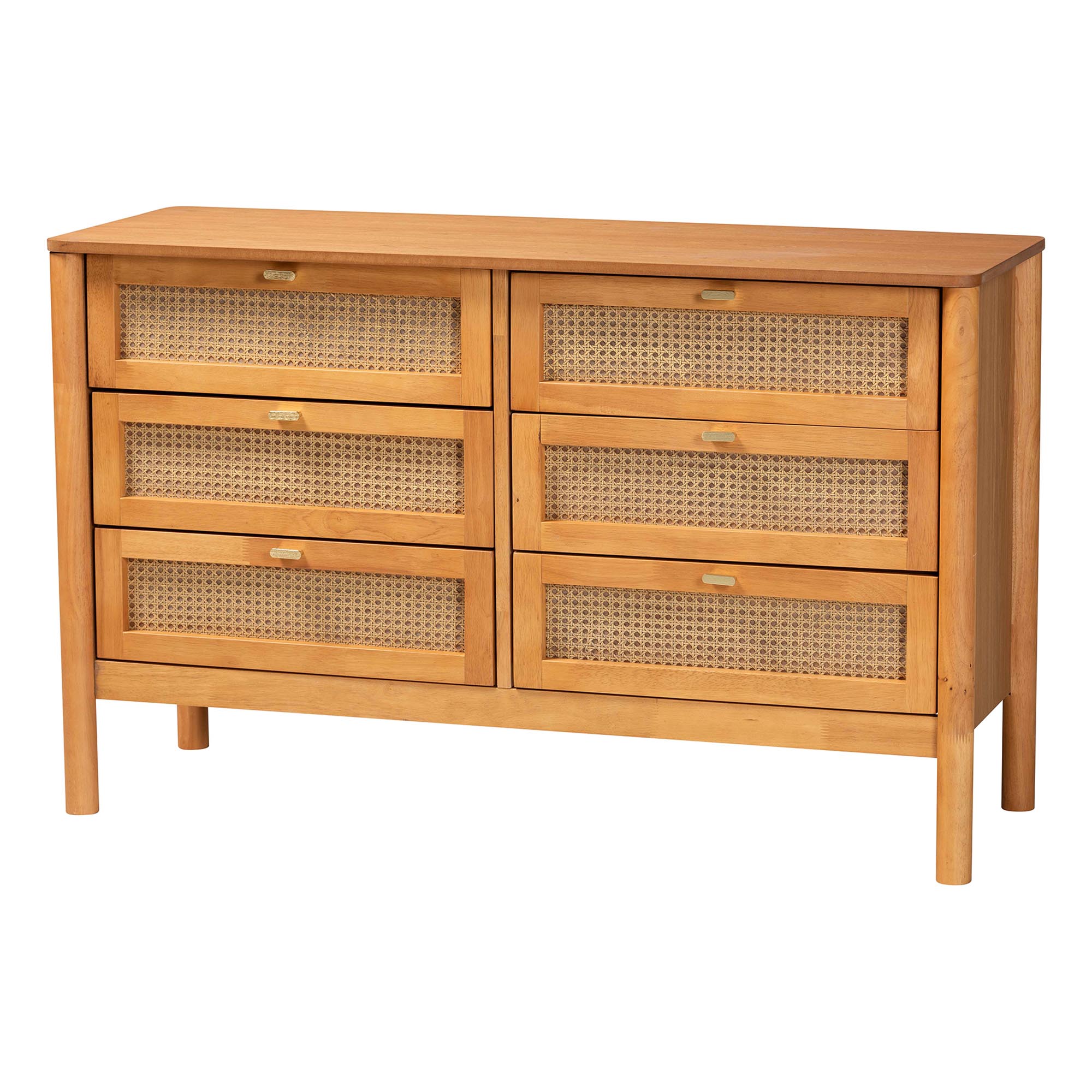Jenn Japandi 6-Drawer Dresser – Golden Brown Wood – AmericanRattan