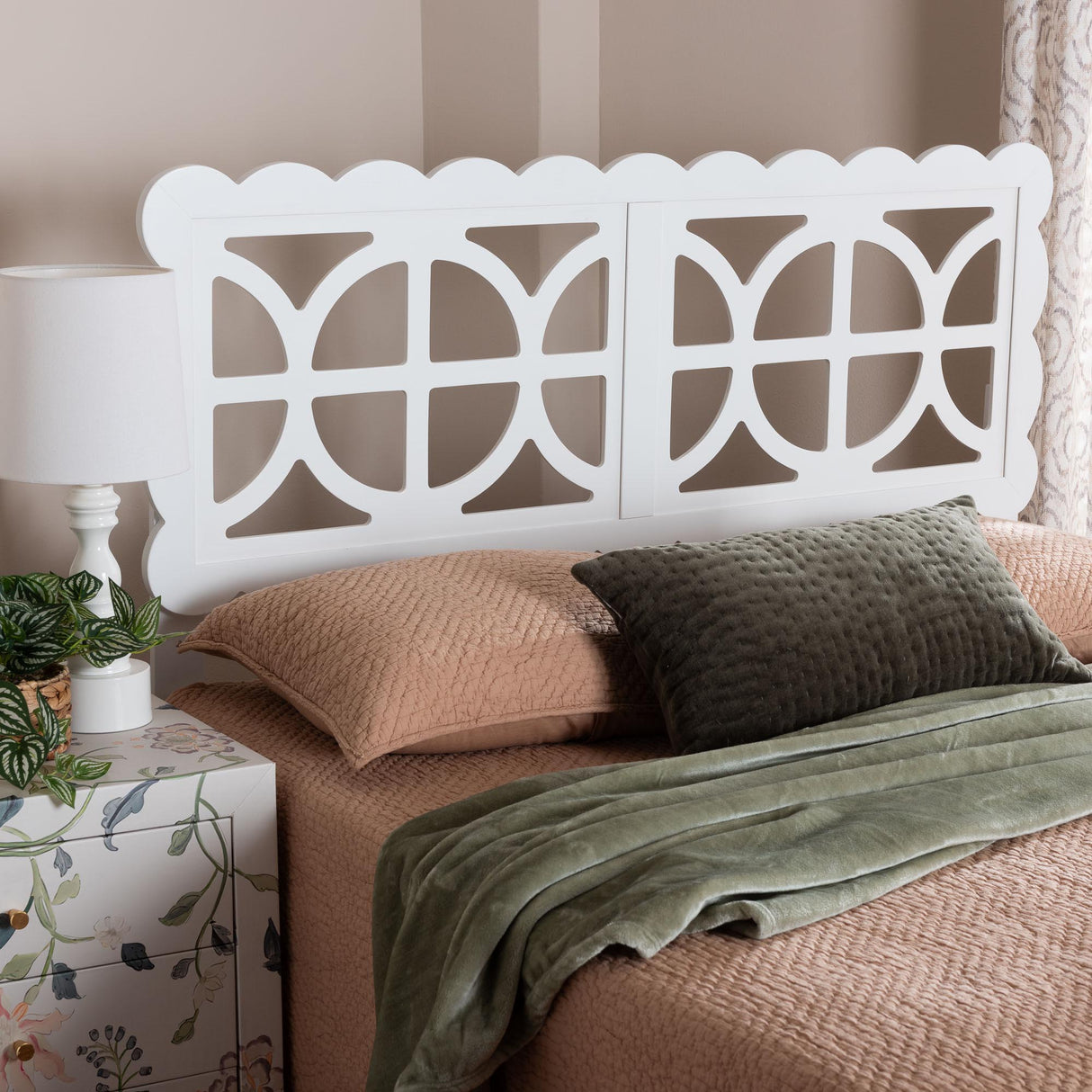 Nansen Wood Headboard with Scalloped Frame by Wicker Fair