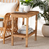 Rinahasa Bohemian Light Honey Braided Rattan Side Table by Wicker Fair