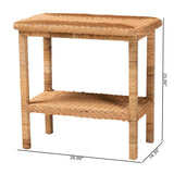 Rinahasa Bohemian Light Honey Braided Rattan Side Table by Wicker Fair