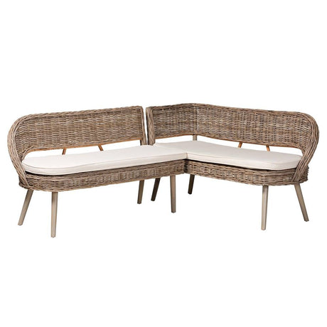 Mindanao Wicker Fair Rattan 4 Pc Dining Nook Bench Set
