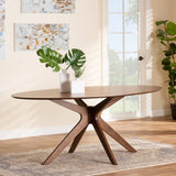 Woodsman Walnut Finished Solid Wood 71-Inch Oval Dining Table