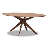 Woodsman Walnut Finished Solid Wood 71-Inch Oval Dining Table