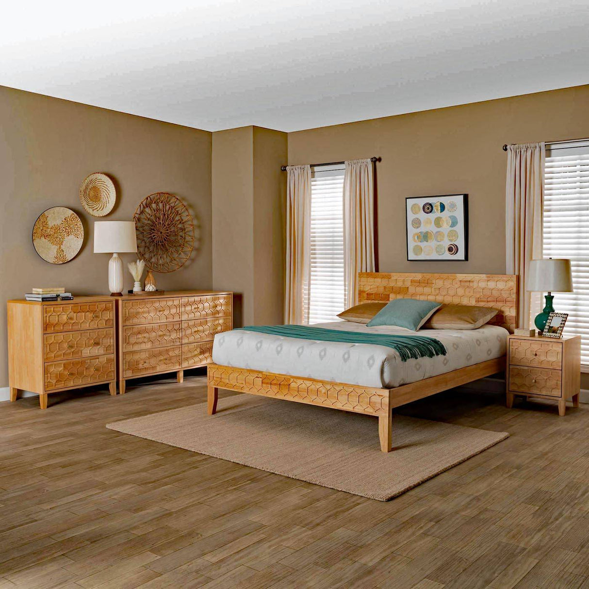 Madrid 4 Pc Japandi Inspired Wooden Queen Bedroom Set