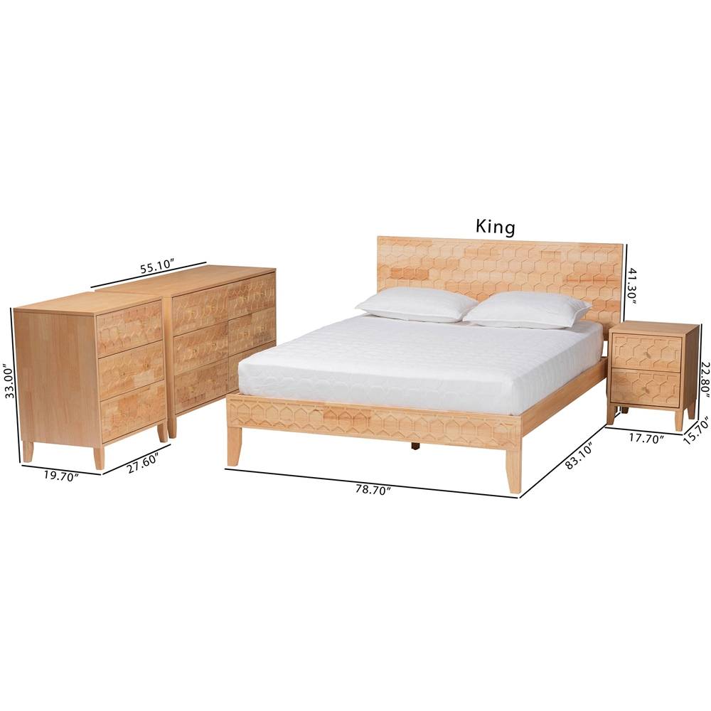 Madrid 4 Pc Japandi Inspired Wooden Queen Bedroom Set