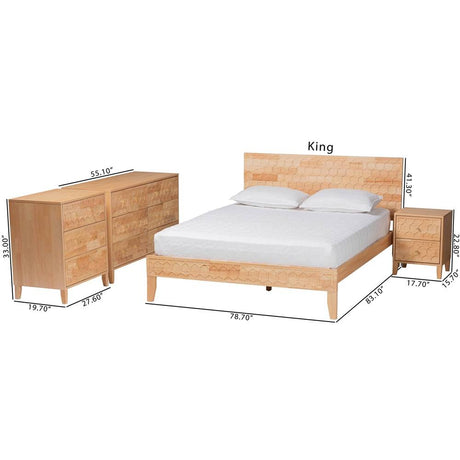 Madrid 4 Pc Japandi Inspired Wooden Queen Bedroom Set