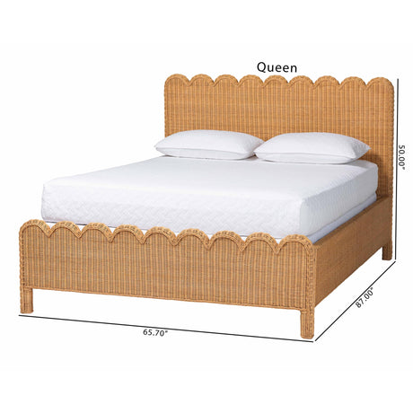 Mitzu Scalloped Natural Rattan Bed Frame by Wicker Fair