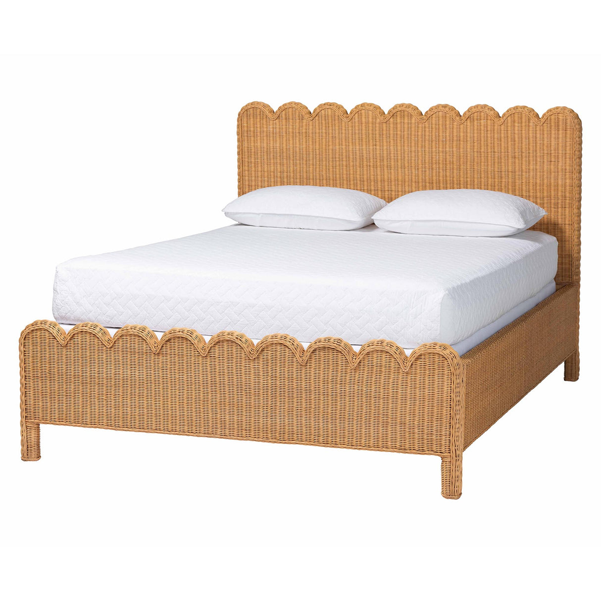 Botique Scalloped Natural Rattan Bed Frame by Wicker Fair
