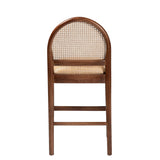 Auckland Modern Bohemian Natural Rattan and Acacia Wood Counter Stool by Wicker Fair