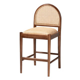Auckland Modern Bohemian Natural Rattan and Acacia Wood Counter Stool by Wicker Fair