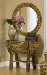 Maui Rattan and Wicker 36 Inch Round Mirror by Seawinds Trading B53338-NAT
