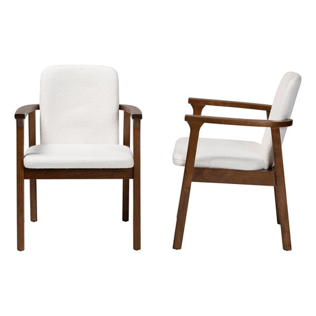 Miyagi Boucle Upholstered Dining Chair Set of 2 by Wicker Fair