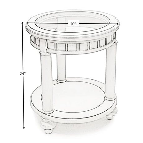 Monaco Round End Table with Anchor Insert Model B81802-BLANC-ANCHOR By Seawinds Trading