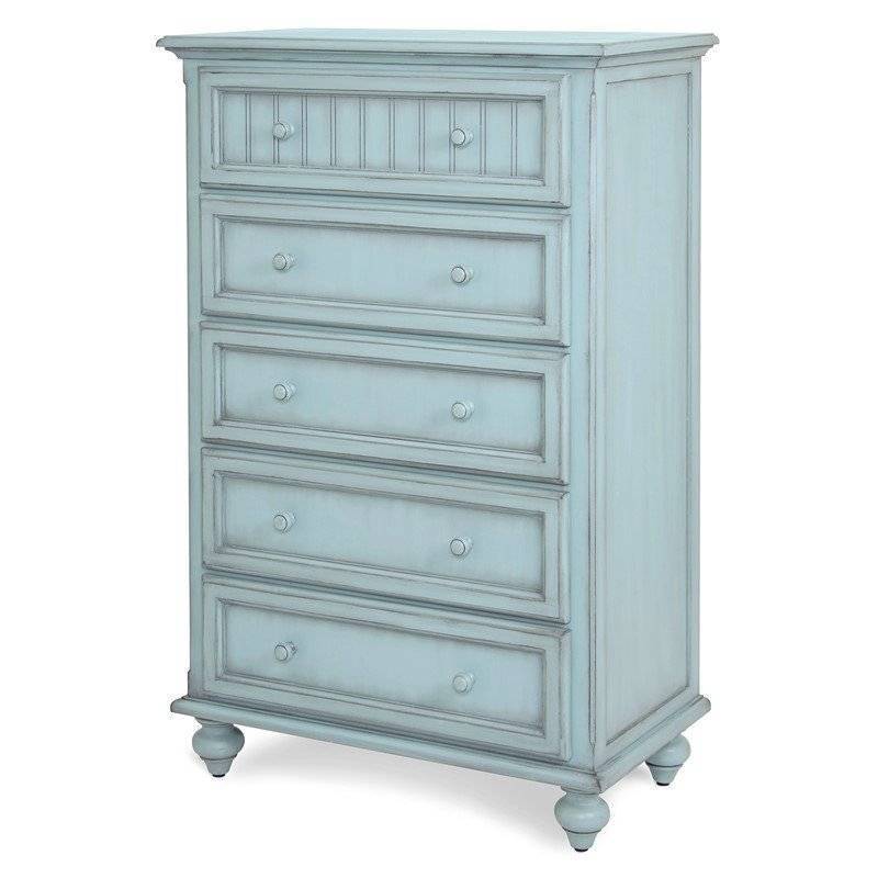 Monaco Distressed Blue 5 Drw Chest Model B81835-BLEU By Seawinds Trading