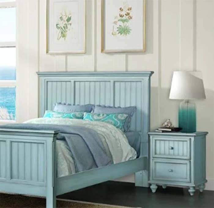 Monaco Distressed Blue Stain 2 Pc Bedroom Set with Queen Headboard and Nightstand Model B81832-B81840 By Seawinds Trading