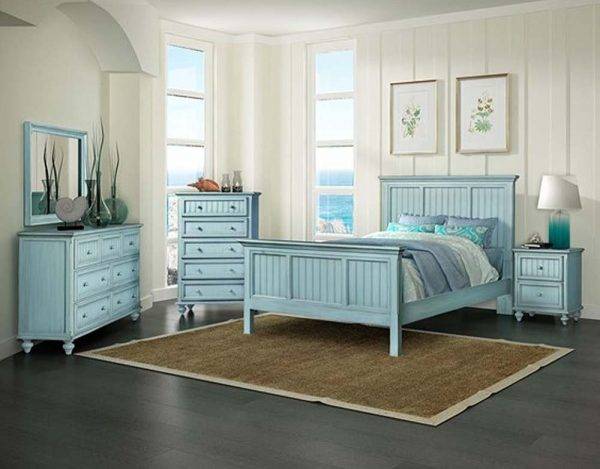 Monaco Distressed Blue 2 Pc Dresser and Mirror Set Model B81837-2Pc-set By Seawinds Trading