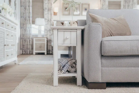 Monaco Chairside Table Model B81805-BLANC By Seawinds Trading