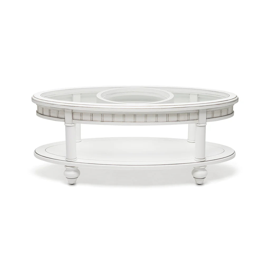 Monaco Oval Coffee Table with Anchor Insert Model B81803-BLANC-ANCHOR By Seawinds Trading