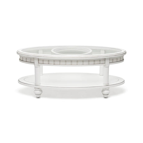 Monaco Oval Coffee Table with Anchor Insert Model B81803-BLANC-ANCHOR By Seawinds Trading