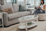 Monaco Oval Coffee Table with Anchor Insert Model B81803-BLANC-ANCHOR By Seawinds Trading
