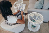 Monaco Round End Table with Palms Insert Model B81802-BLANC-PALMS By Seawinds Trading