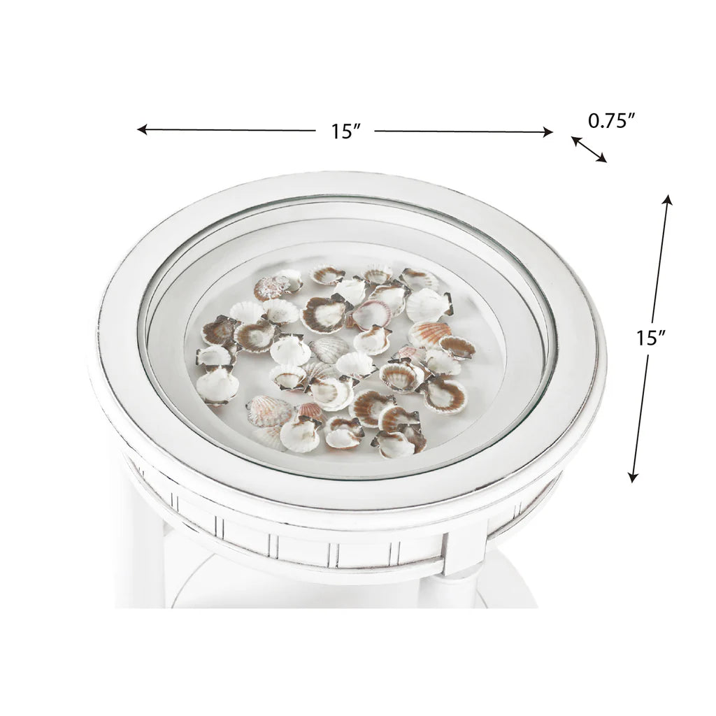 Monaco Round End Table with Tray Insert Model B81802-BLANC-TRAY By Seawinds Trading
