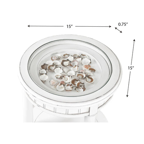 Monaco Round End Table with Tray Insert Model B81802-BLANC-TRAY By Seawinds Trading