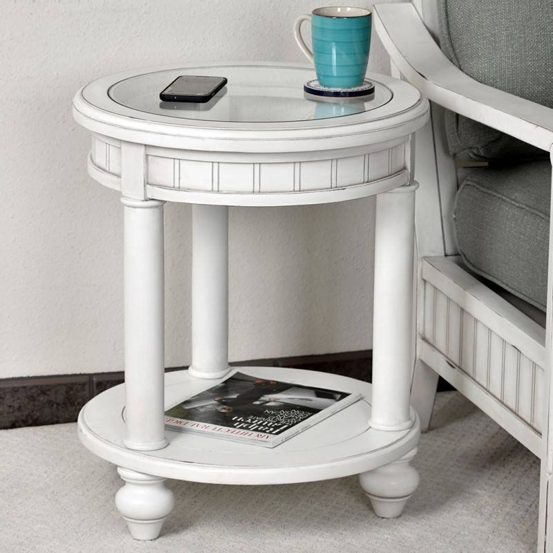 Monaco Solid Wood Tropical End Table by Seawinds Trading B81802-BLANC