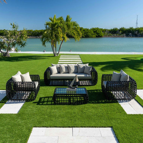 Monte Carlo Outdoor 4-Pc Seating Set Model PRP-8801-BLK-4PC by Pelican Reef
