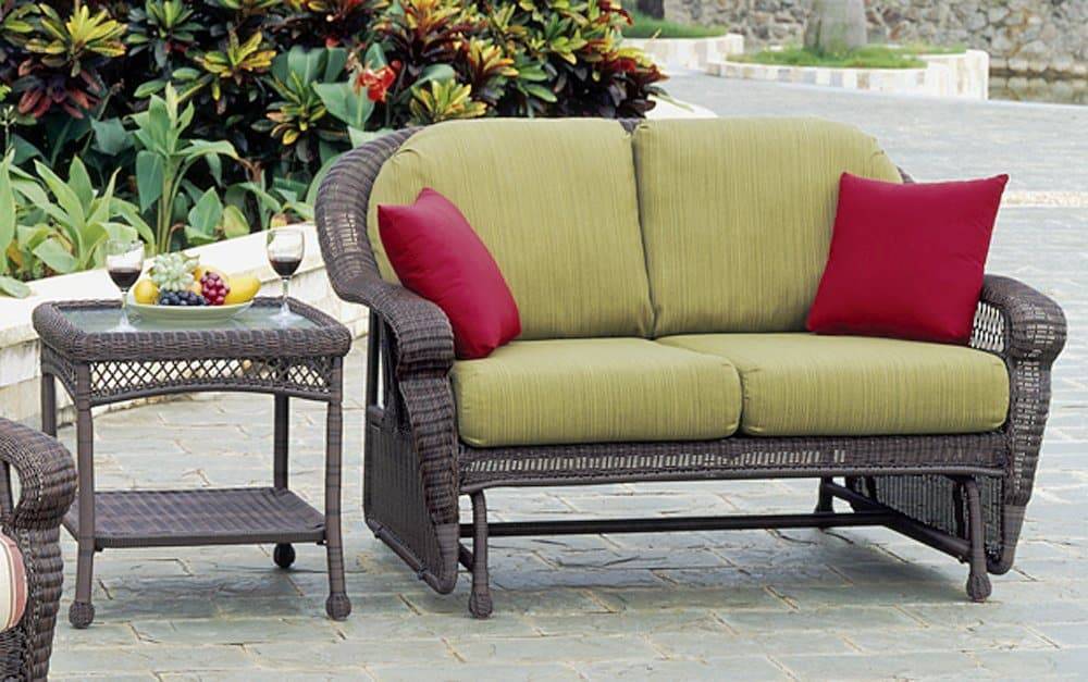 Montego Bay Double Glider and End Table with Glass Top 2 Pc Set 75132-75143